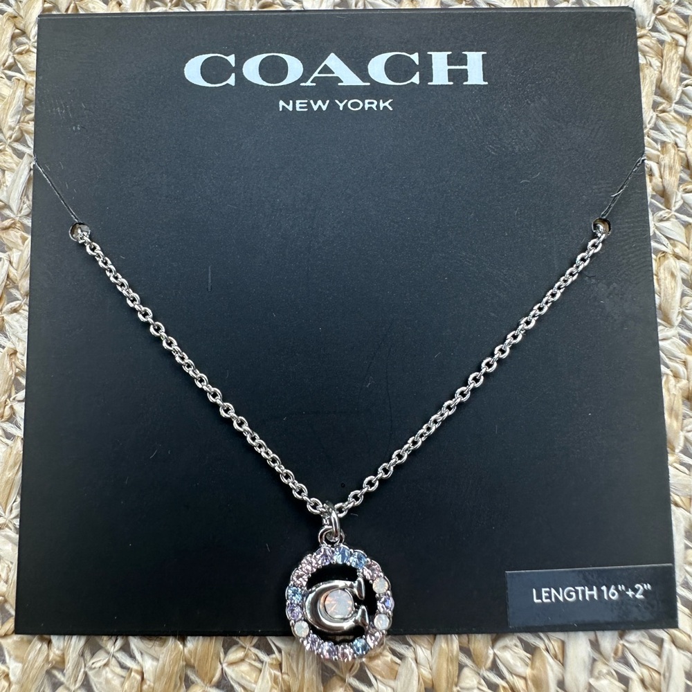 COACH Signature Logo Multi-color Crystal Necklace